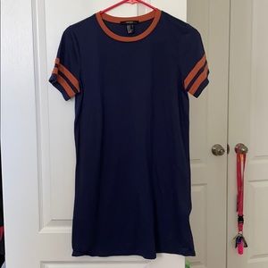 F21 Navy and Orange Tshirt Dress